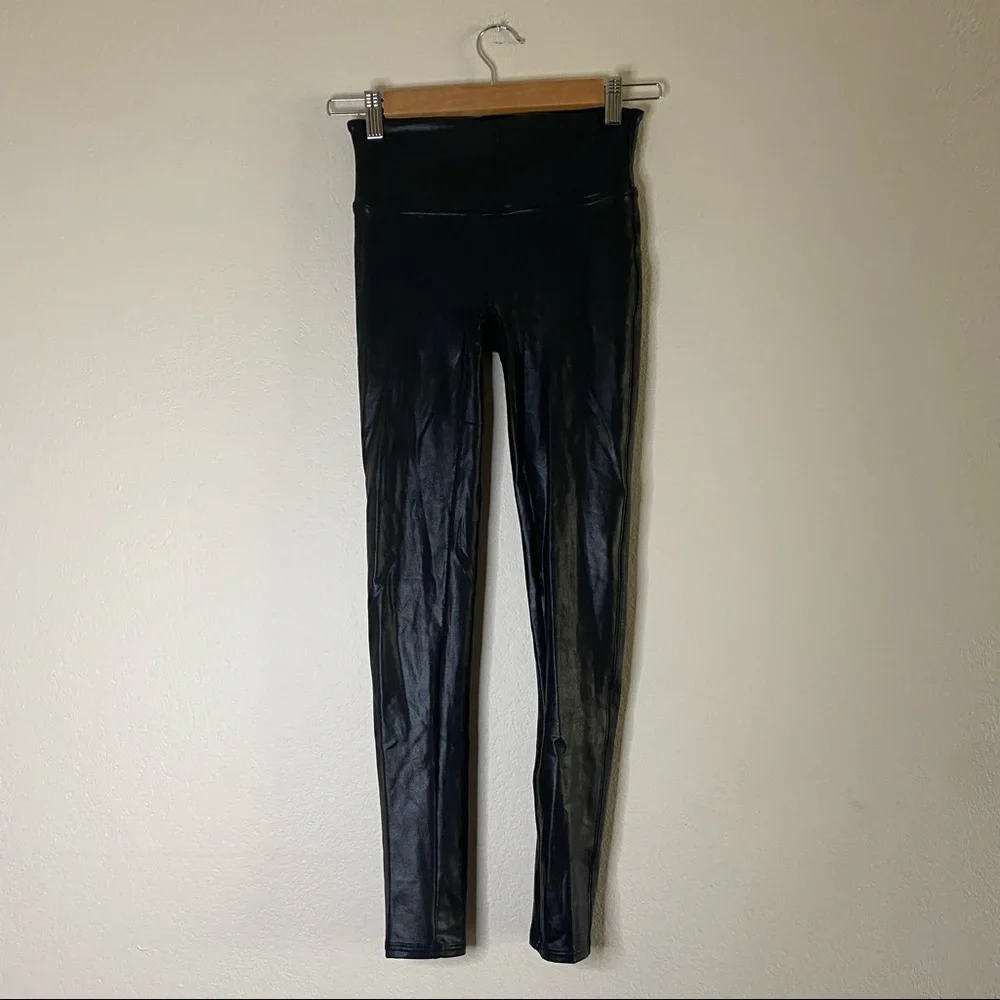 SPANX black faux leather leggings S - Picture 2 of 12